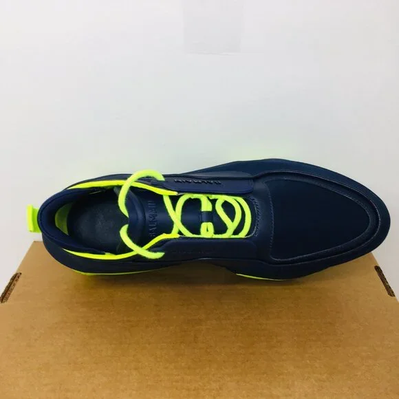 Balmain B Bold Low Top Suede/Leather Sneaker Bleu Marine/Fluorescent Yellow 12 M